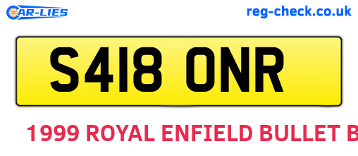 S418ONR are the vehicle registration plates.