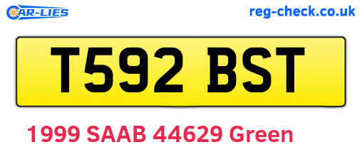 T592BST are the vehicle registration plates.