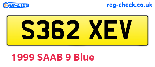 S362XEV are the vehicle registration plates.