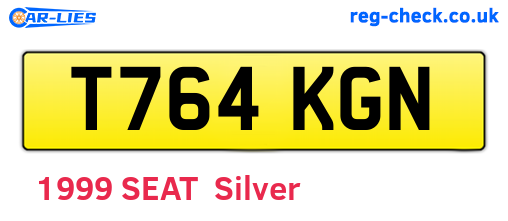 T764KGN are the vehicle registration plates.