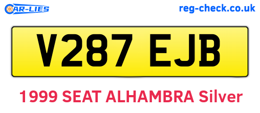 V287EJB are the vehicle registration plates.