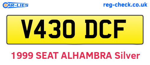 V430DCF are the vehicle registration plates.