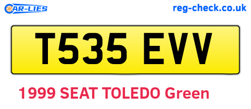 T535EVV are the vehicle registration plates.