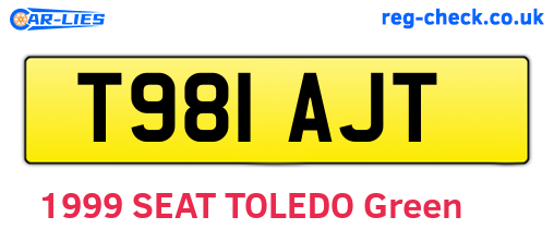 T981AJT are the vehicle registration plates.