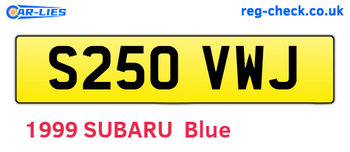 S250VWJ are the vehicle registration plates.
