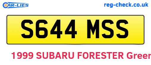 S644MSS are the vehicle registration plates.