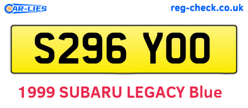 S296YOO are the vehicle registration plates.