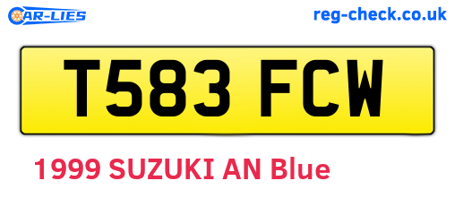 T583FCW are the vehicle registration plates.