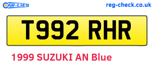 T992RHR are the vehicle registration plates.