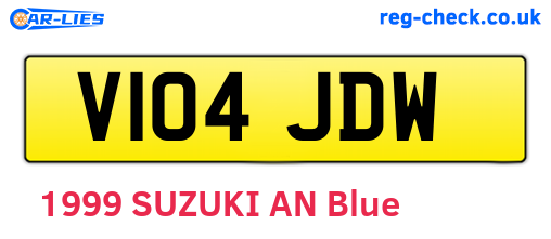 V104JDW are the vehicle registration plates.