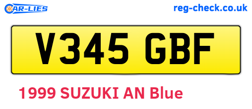 V345GBF are the vehicle registration plates.