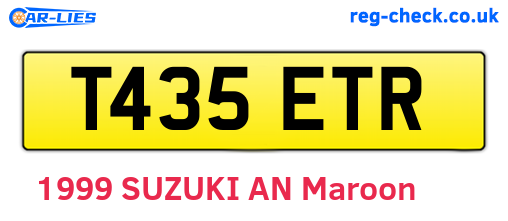 T435ETR are the vehicle registration plates.
