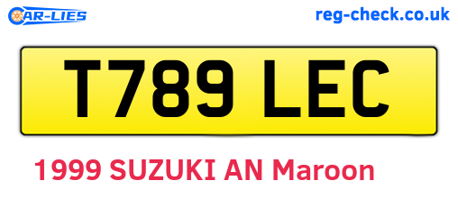 T789LEC are the vehicle registration plates.