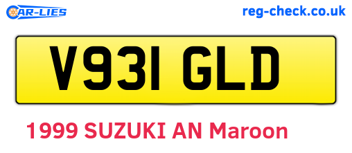 V931GLD are the vehicle registration plates.