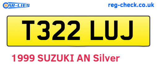 T322LUJ are the vehicle registration plates.