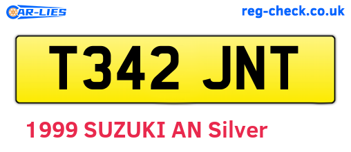 T342JNT are the vehicle registration plates.