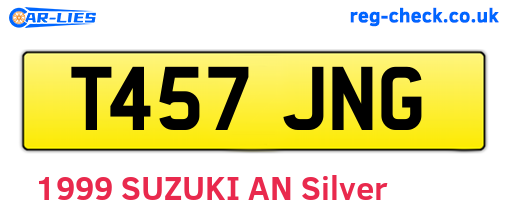 T457JNG are the vehicle registration plates.
