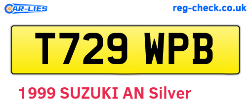 T729WPB are the vehicle registration plates.