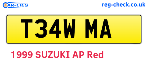 T34WMA are the vehicle registration plates.