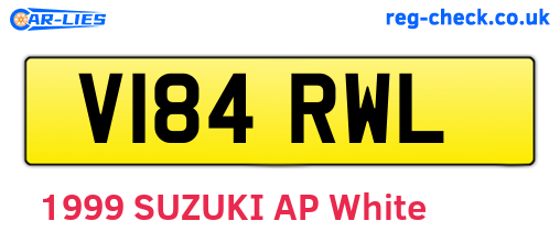 V184RWL are the vehicle registration plates.