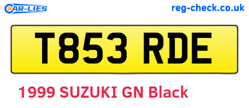T853RDE are the vehicle registration plates.