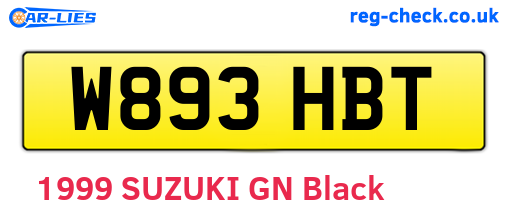 W893HBT are the vehicle registration plates.