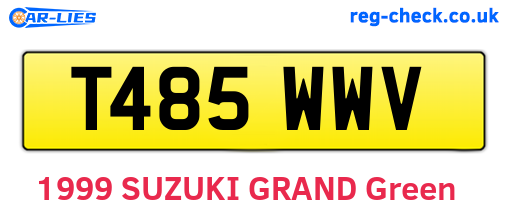 T485WWV are the vehicle registration plates.