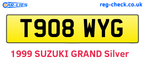 T908WYG are the vehicle registration plates.