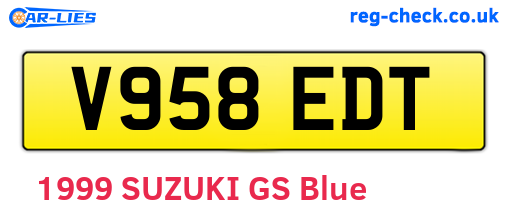 V958EDT are the vehicle registration plates.