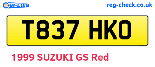T837HKO are the vehicle registration plates.