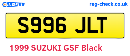 S996JLT are the vehicle registration plates.