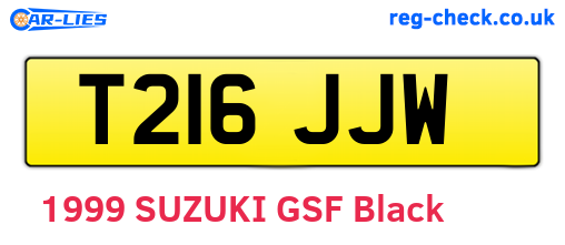 T216JJW are the vehicle registration plates.
