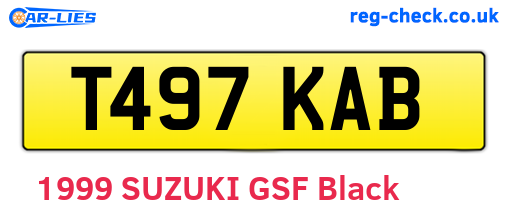 T497KAB are the vehicle registration plates.