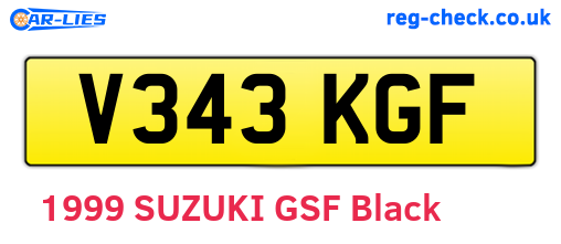 V343KGF are the vehicle registration plates.