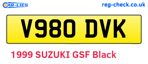 V980DVK are the vehicle registration plates.