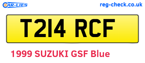 T214RCF are the vehicle registration plates.