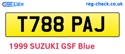 T788PAJ are the vehicle registration plates.