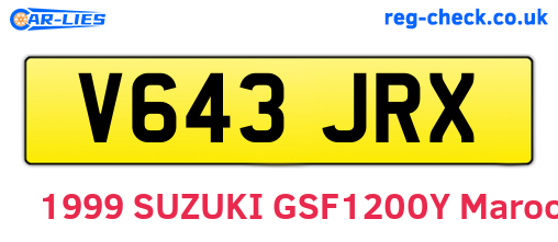 V643JRX are the vehicle registration plates.