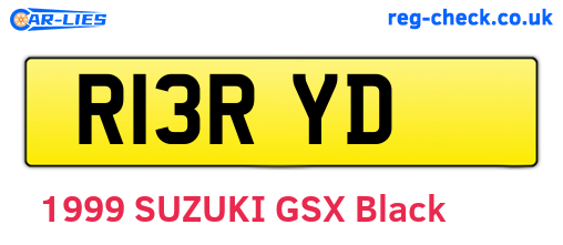 R13RYD are the vehicle registration plates.