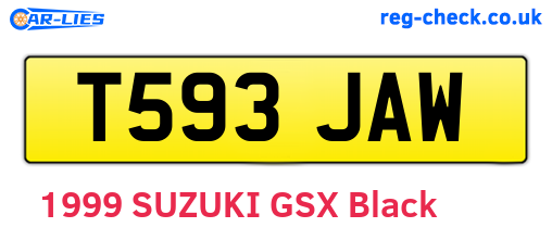 T593JAW are the vehicle registration plates.