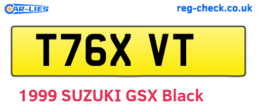 T76XVT are the vehicle registration plates.