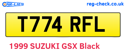 T774RFL are the vehicle registration plates.