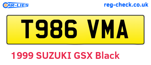 T986VMA are the vehicle registration plates.
