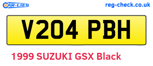 V204PBH are the vehicle registration plates.