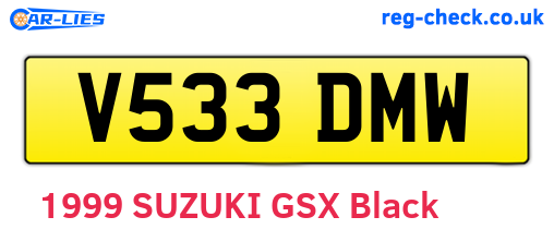 V533DMW are the vehicle registration plates.