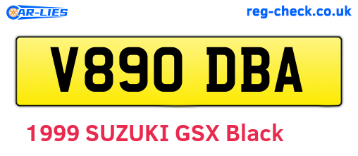 V890DBA are the vehicle registration plates.