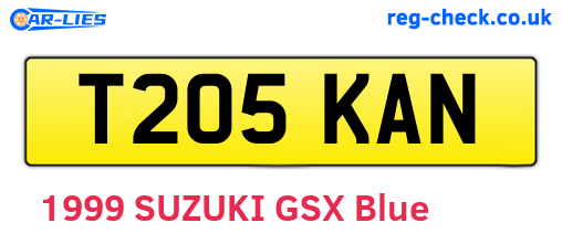 T205KAN are the vehicle registration plates.