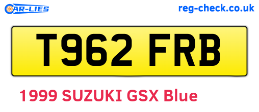 T962FRB are the vehicle registration plates.