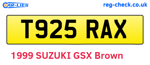 T925RAX are the vehicle registration plates.