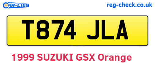 T874JLA are the vehicle registration plates.